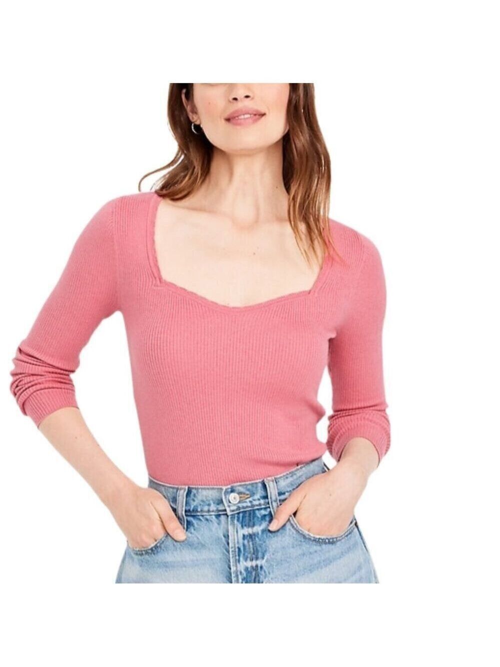 Old Navy Pink Long Sleeve Ribbed Knit Pullover Sweater Size L